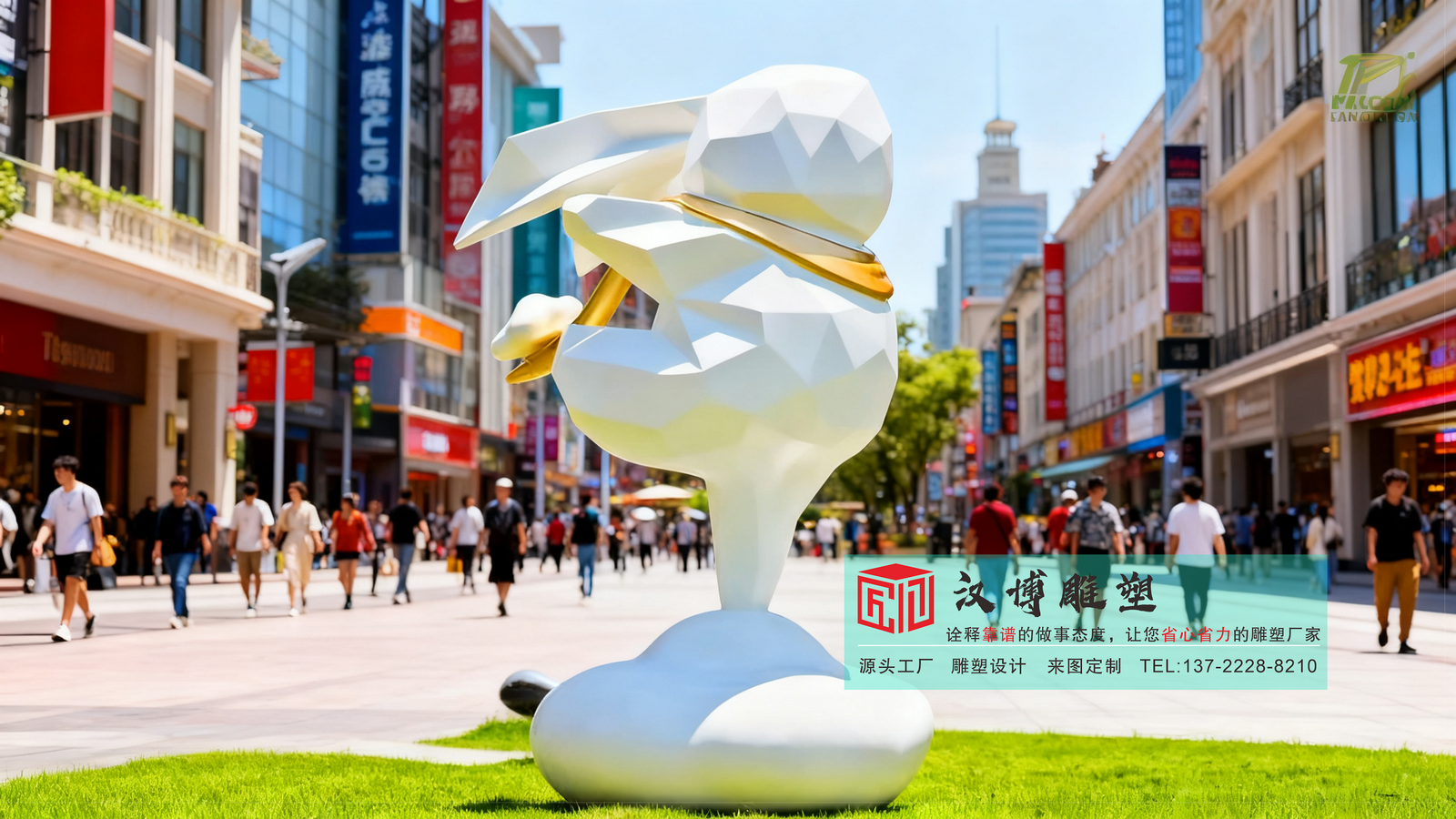 云朵兔子玻璃钢雕塑,儿童乐园装饰摆件,抽象艺术彩绘雕塑定制厂家