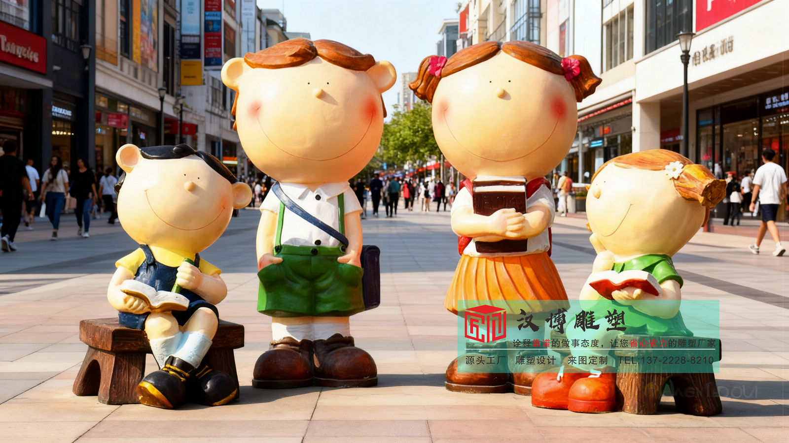 萌趣卡通雕塑那就,街头文化艺术雕塑,卡通人物彩绘玻璃钢雕塑定制