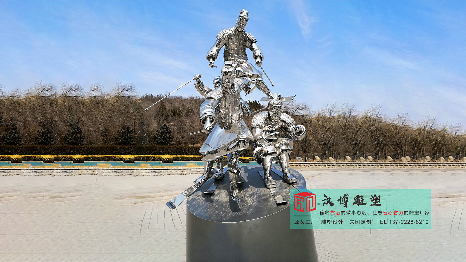 不锈钢古人滑雪雕塑,景观雕像源头工厂,镜面雕塑定做