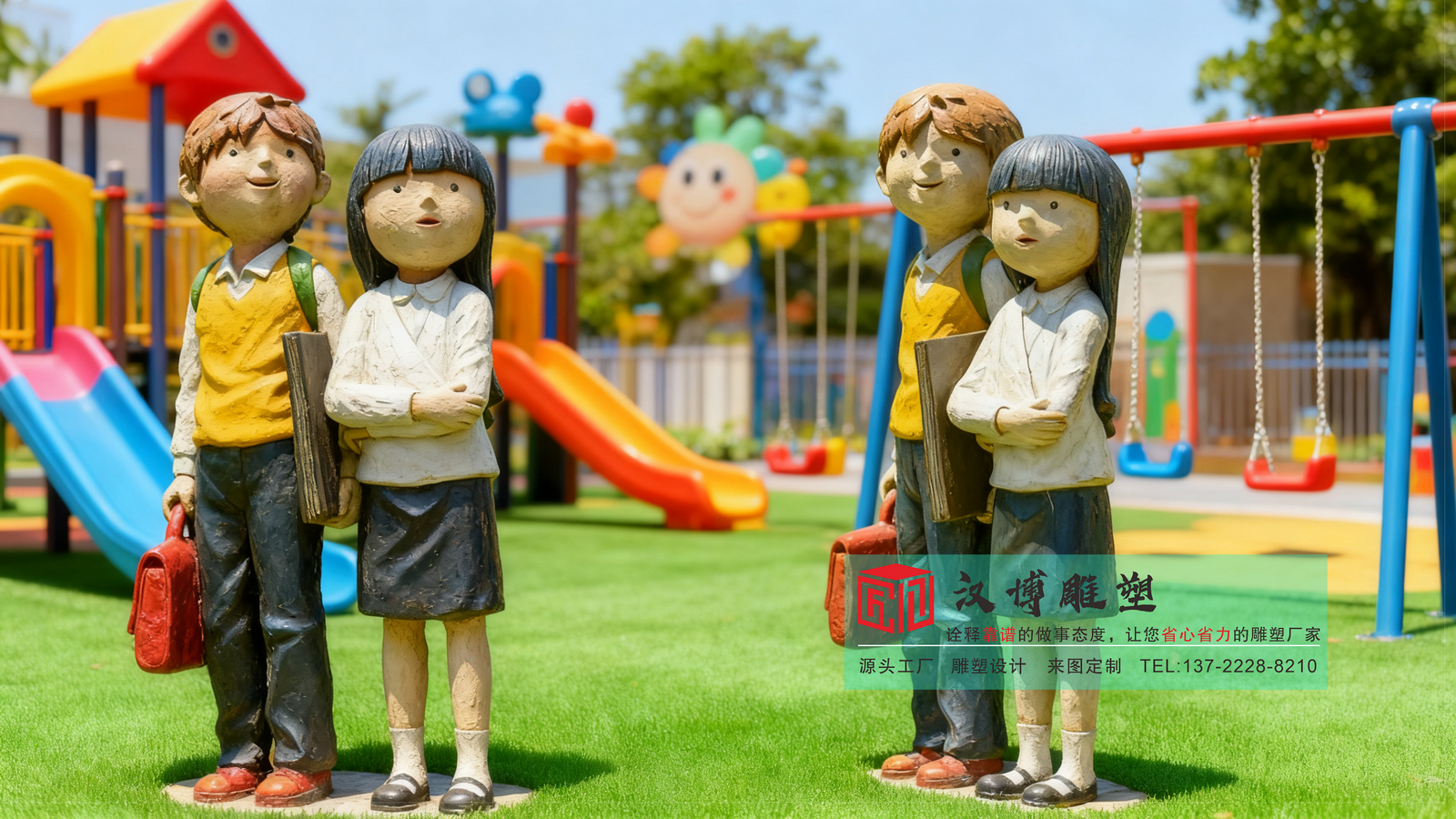 卡通人物彩绘雕塑,幼儿园装饰玻璃钢摆件,动画人物彩绘雕塑源头工厂