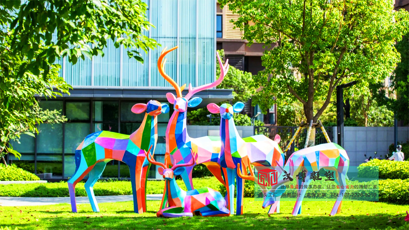几何鹿雕塑,不锈钢雕像,大型景观雕塑加工定制
