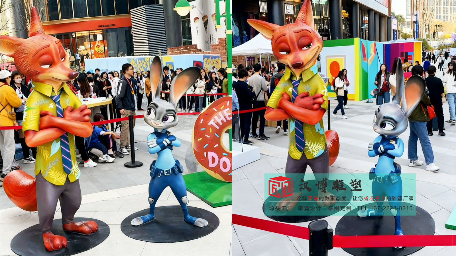 步行街卡通玻璃钢摆件,漫展人物卡通雕塑,景区彩绘玻璃钢雕塑加工厂