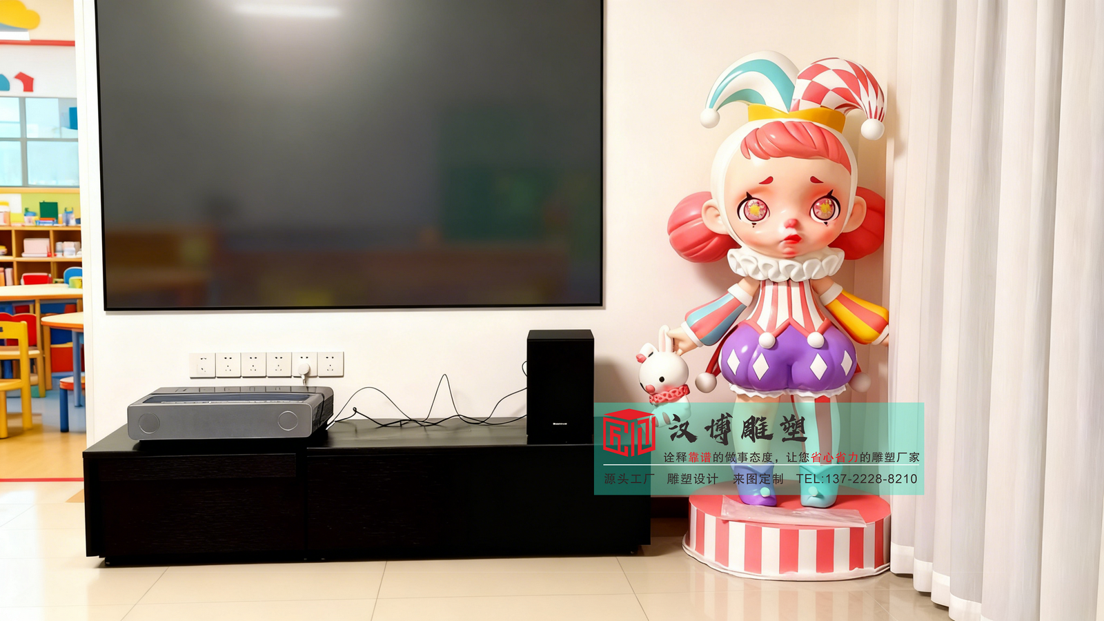 幼儿园卡通玻璃钢雕塑,室内装饰摆件雕塑,玻璃钢彩绘雕塑定制工程