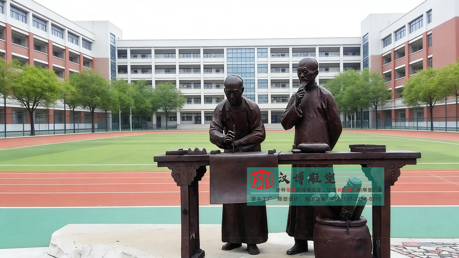 私塾人物雕塑,情景艺术雕塑,校园雕塑摆件